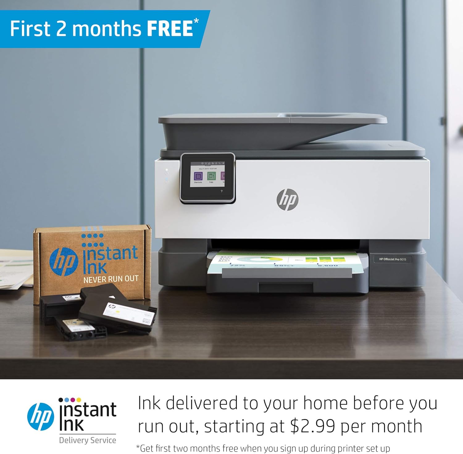 HP OfficeJet Pro 9015 All-in-One Wireless Printer, with Smart Home Office Productivity, HP Instant Ink, Works with Alexa (1KR42A): Electronics