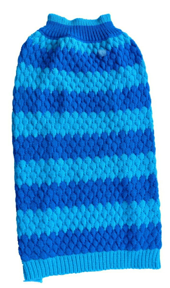Animate Honeycombe Crew Neck Dog Jumper, Blue Stripe, 8-Inch