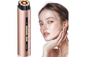 INTEO Microcurren Facial Device, 3 Modes Red Light Therapy for Face and Neck, Skin Care Facial Massager Perfect Gifts for Women Men(Gold)