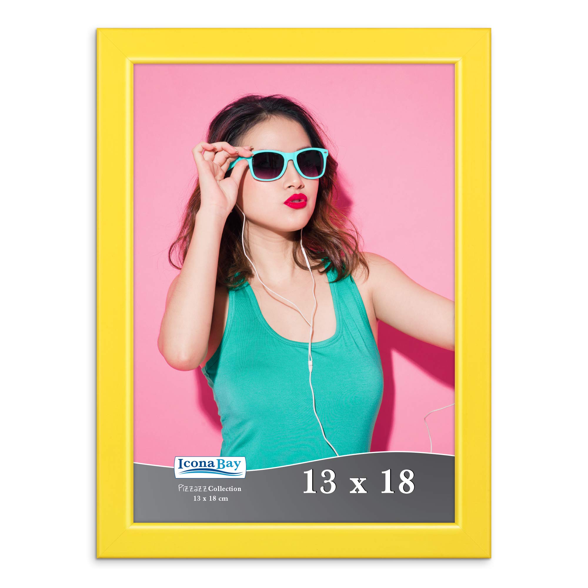 Icona Bay 13x18 Yellow Picture Frame, Coloured Solid Wood Scandinavian Style Frame for Photo, Pizzazz Collection