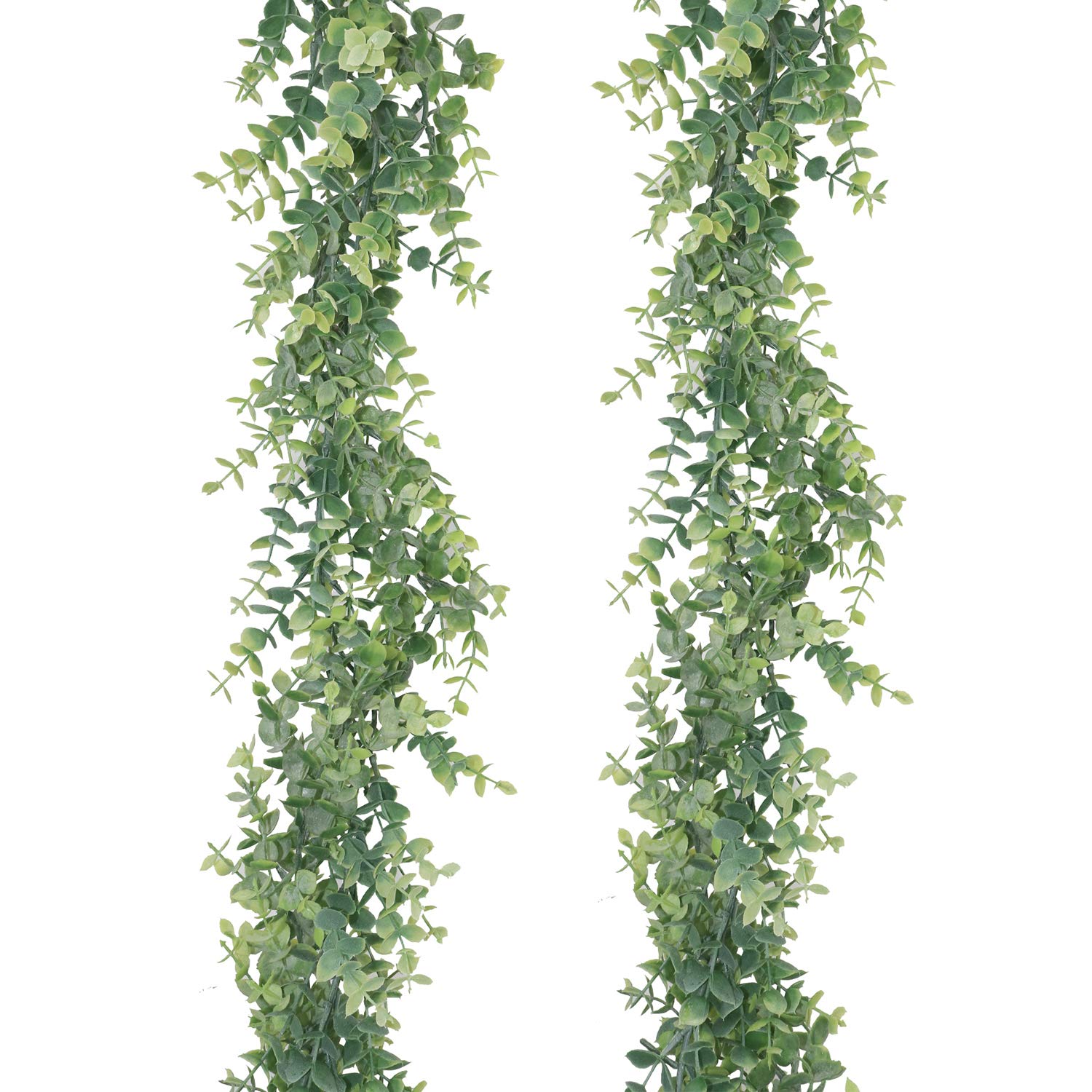 GraduatePro Faux Foliage Eucalyptus 2 Pack Green Garland Artificial Leaves Vine Fake Plants Hanging 12ft Garlands for Wedding Party Wall Room Home Decor