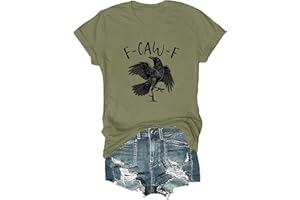 F-Caw-F Crow Shirt Crow T-Shirt Funny Fcawf Black Bird Graphic Halloween Gothic Casual Tee Tops