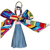 QTMY Silk Ribbon Bow Tassel Bag Pendant Charm Keyring Keychain for Women Purse Handbag Decor