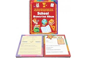School Memory Book - K-12 Graduation Keepsake Scrapbook with 14 Pockets, School Years Memory Book Photo Album for Storage Por