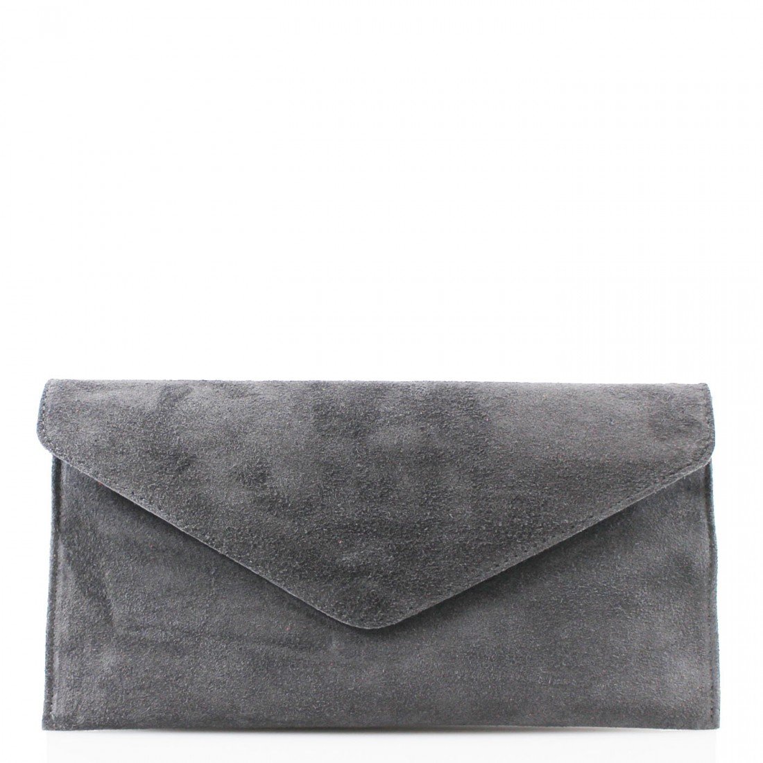 clicktostyle Women Real Italian Suede Leather Fancy Clutch Party Prom Bags With Chain Straps (Dark Grey)