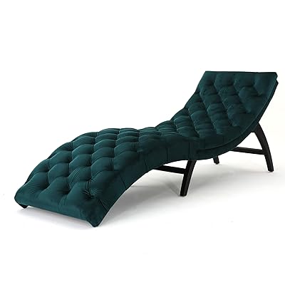 Christopher Knight Home Garret Tufted Velvet Chaise Lounge, Teal