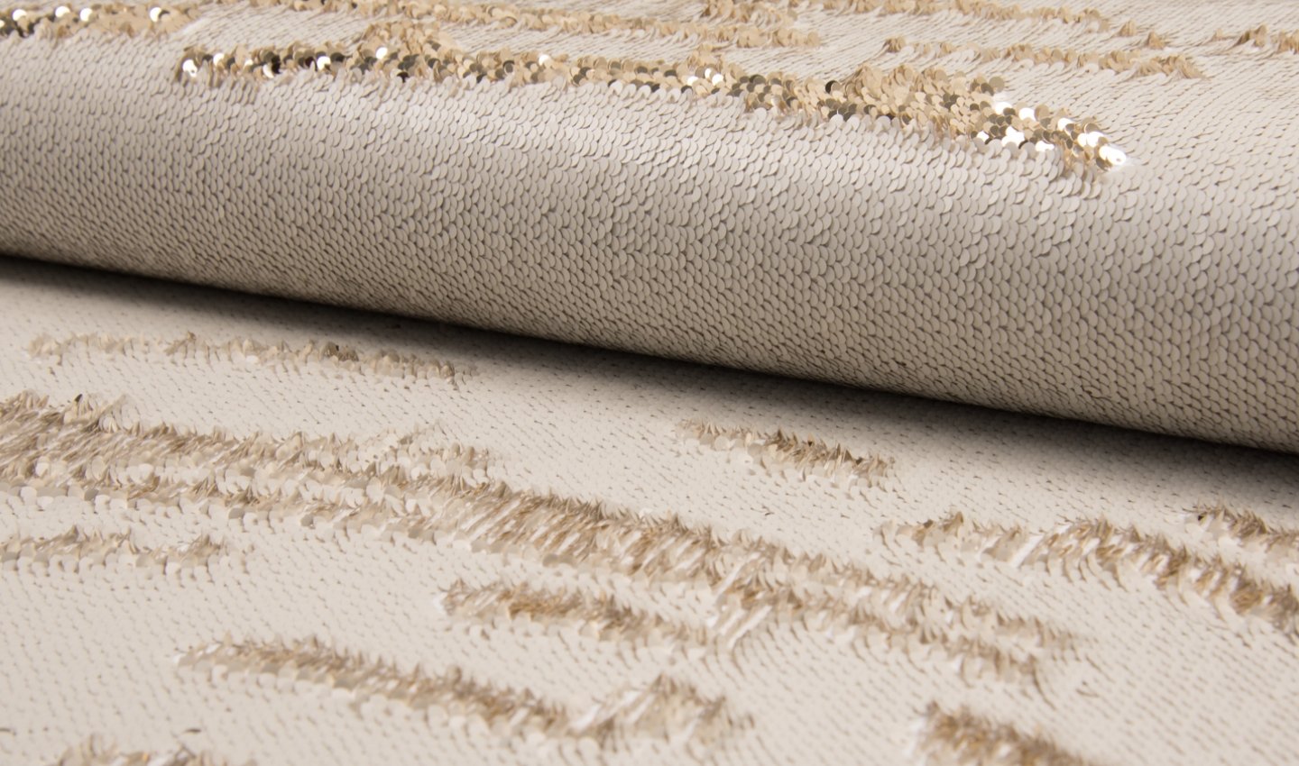 Luxury Cocktail Two Tone Mermaid Fish Scale Sequin Fabric Material - Gold Ecru, 1Mtr - 140cm x 100cm