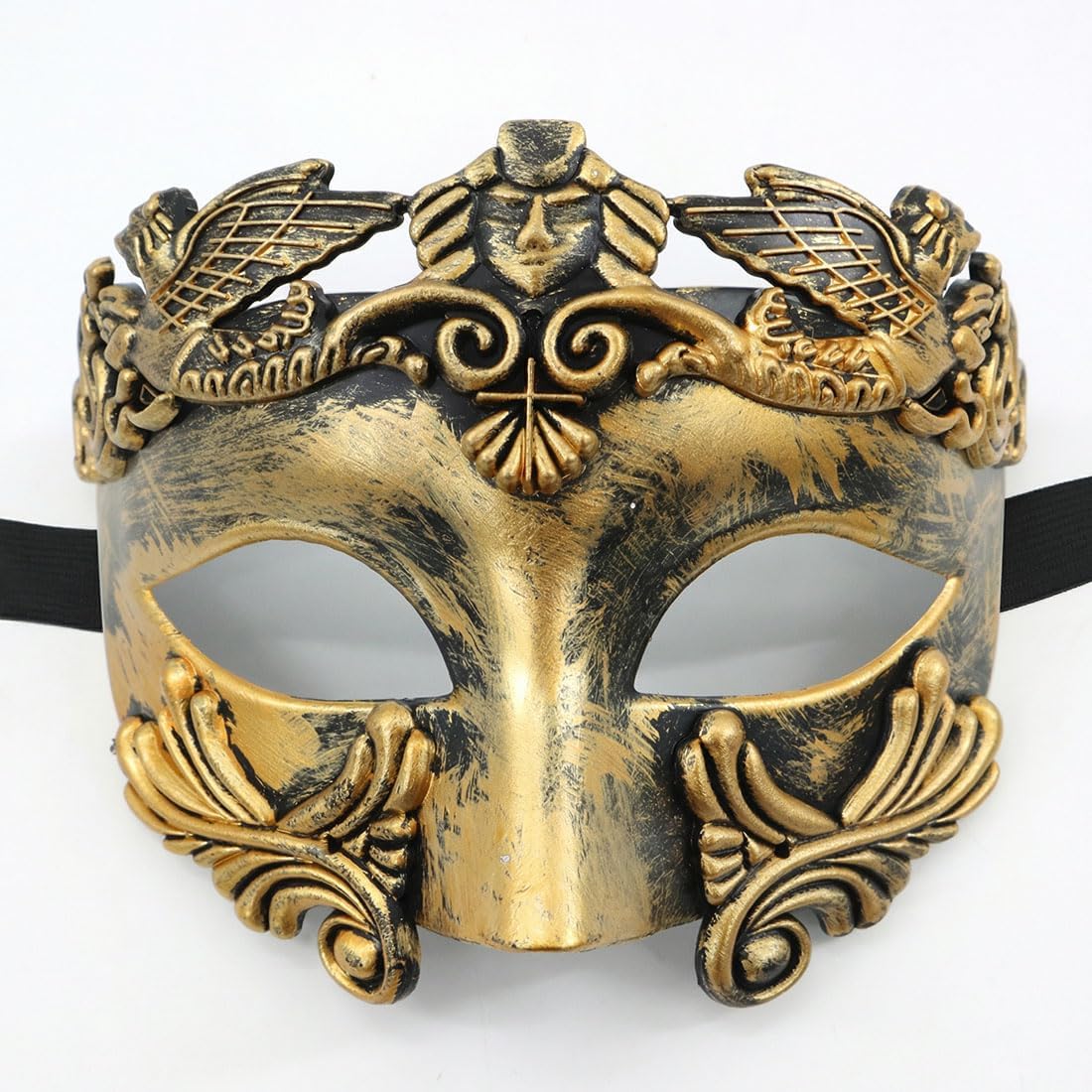 MZinge Masquerade Mask for Men - Roman Greek Mask - Venetian Half Face Mask for Mascarade Ball Mardi Gras Halloween Party (Gold)