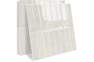 MORCART Upgraded Peel and Stick Backsplash, 10 Sheets of 11.8"x11.8" - 3D Adhesive Waterproof Wall Tiles for Kitchen Countertop, Bathroom, Subway Tiles, Gray-Apricot