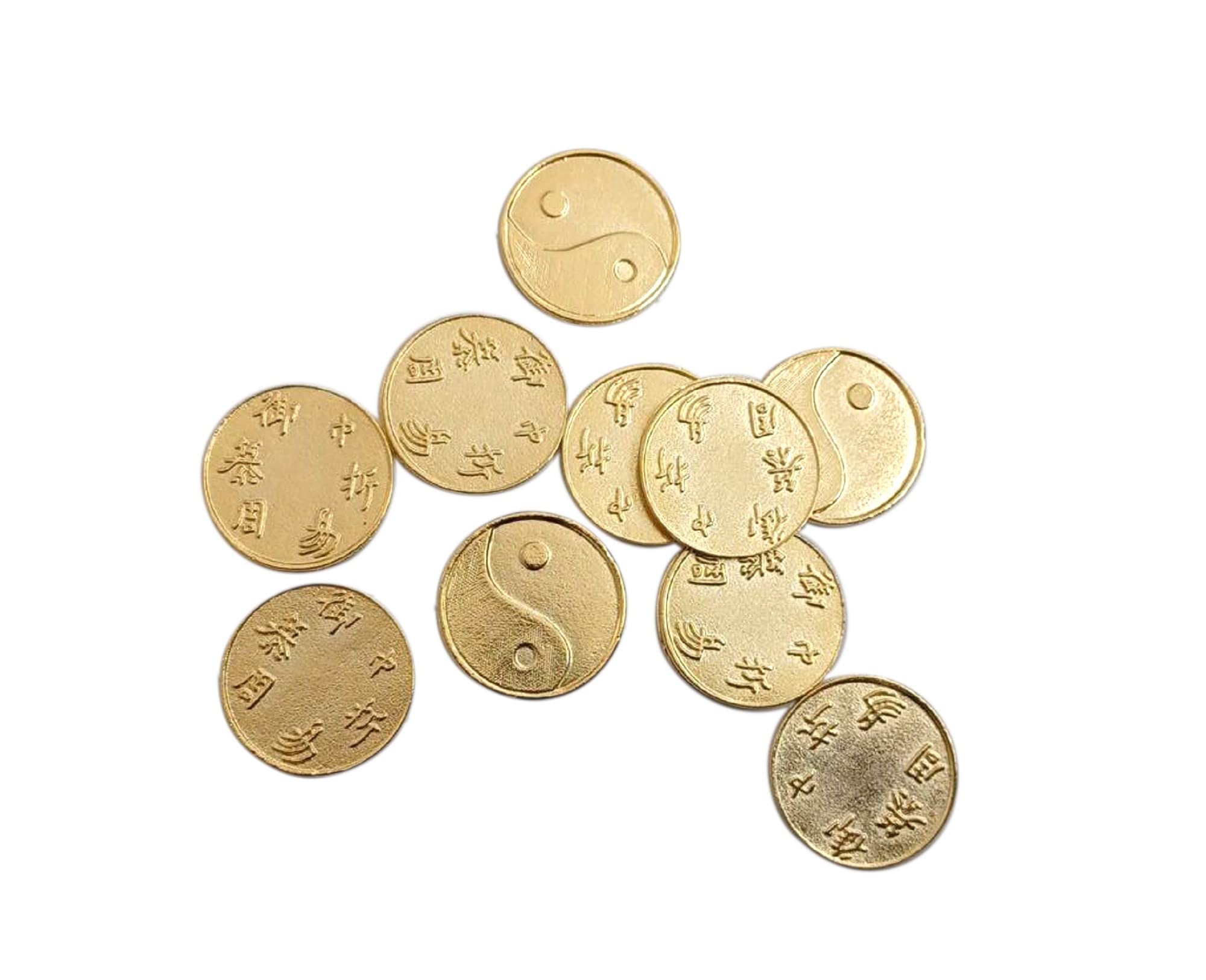 lazzaro italy Ching coins - TAO Yin Yang gold plated coins - The Yijing/I Ching Oracle and Lucky Charm - Diameter Coin inch 0,82-10 pieces