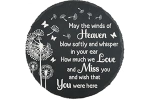 MYFIHU Memorial Garden Slate Stone, Memorial Plaque Sympathy Gifts for Loss of Loved One, Dandelion Memorial Gifts for Loss of Father, Mother, Brother, Son, Husband Stones TNA16