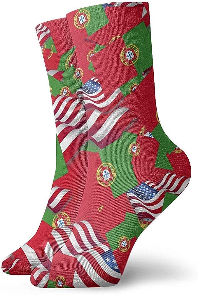 Casual Crew Socks Portugal Flag With America Flag Ankle Socks Short