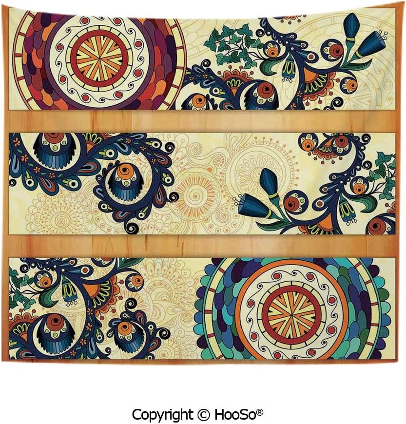 Durable Washable and Reusable tapestry wall hanging carpet 59x40in,Oriental Vintage Paisley Batik Pattern with Eastern Motif Elements Stylized in Flat Boho Decor,Multi Comfy and No Strange Odor home