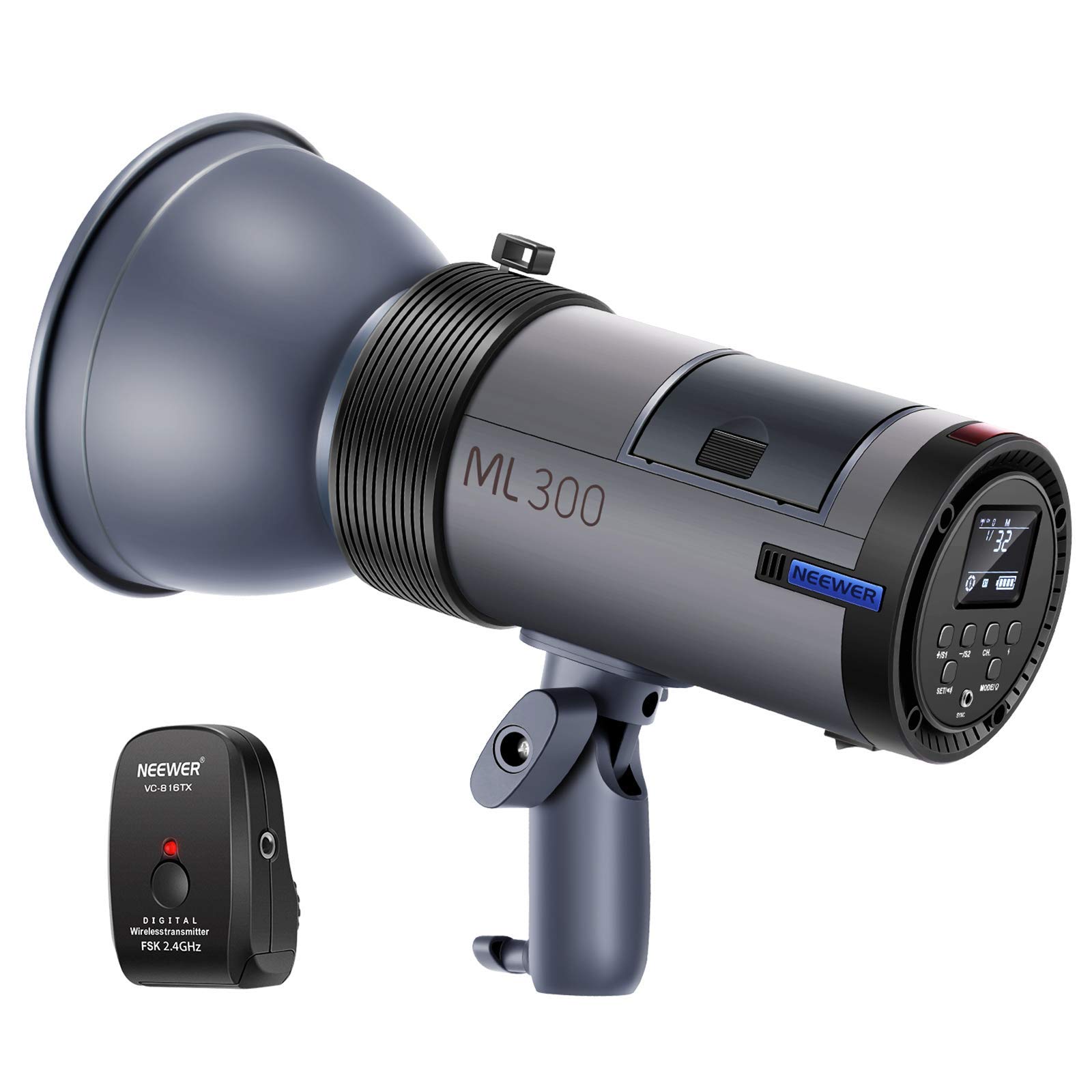 NEEWER ML300 300W Outdoor Studio Flash Strobe Li-ion Battery Powered Cordless Monolight with 2.4G Wireless Trigger, 1000 Full Power Flashes, Recycle in 0.4-2.5 Sec, Bowens Moun