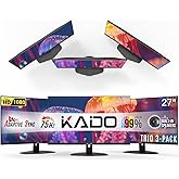 Kado Triple Monitor Setup - 3-Pack 27" 1920x1080 Computer Monitor 75Hz VESA Mount HDMI Office Gaming Hybrid Built-in Speakers (E27 Trio Series)
