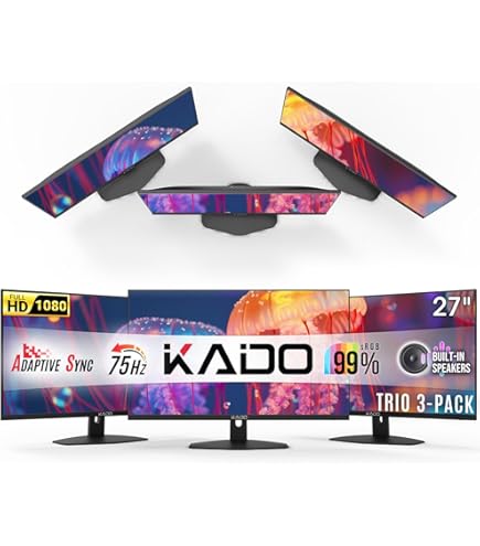 Kado Dual Portable Monitor 2-Pack - 15.6" FHD USB-C Triple Screen Setup For Laptop