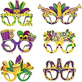 CPTBAG Mardi Gras Eyeglasses 12 Pcs Mardi Gras Masks Carnival Parade Masquerade Party Paper Glasses,New Orleans Party Decorations for Costume Party Decor