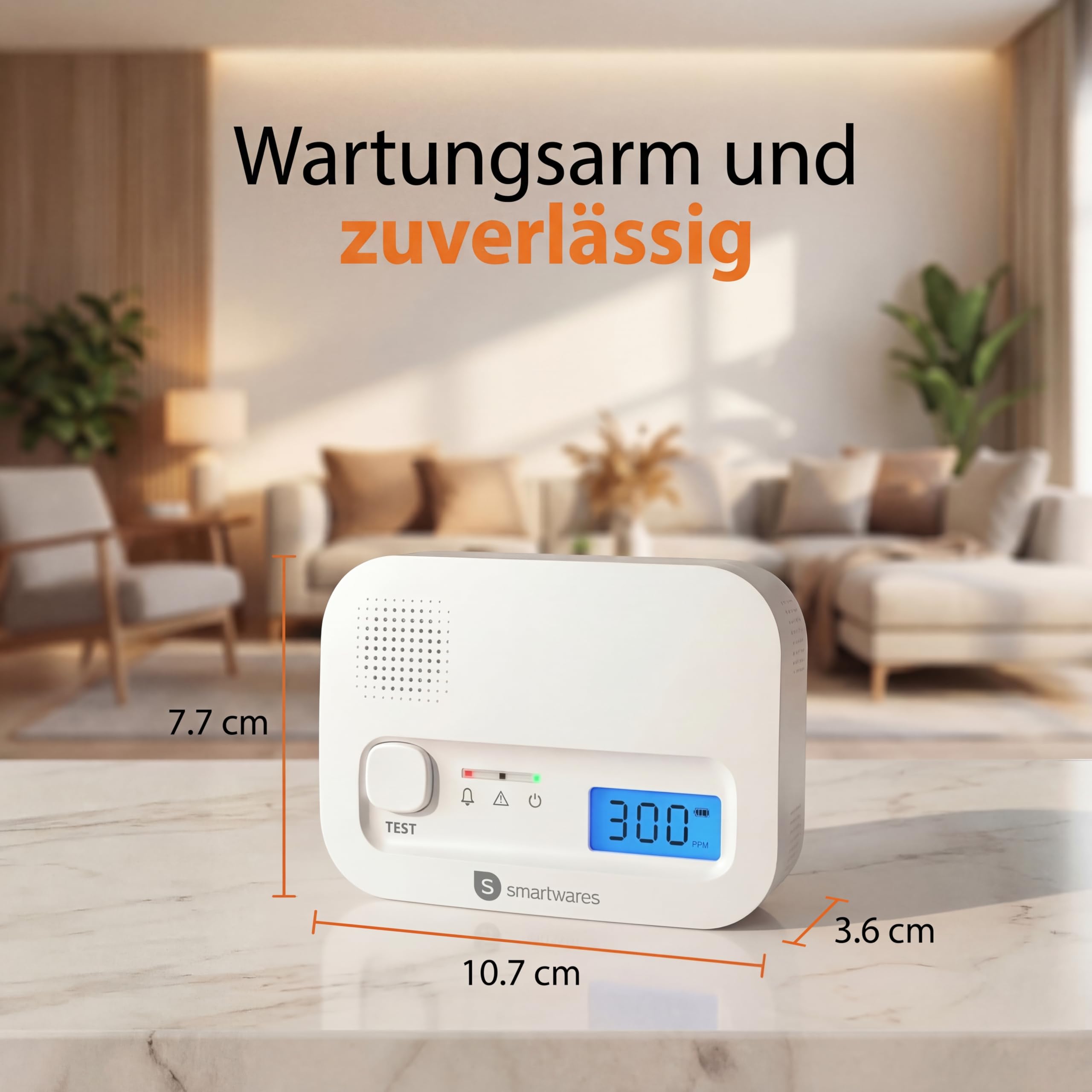 Smartwares Kohlenmonoxid melder, 10 Jahre Sensor, 1.5 Testsieger Wertung, mit Display und Testknopf - FGA-13041 4