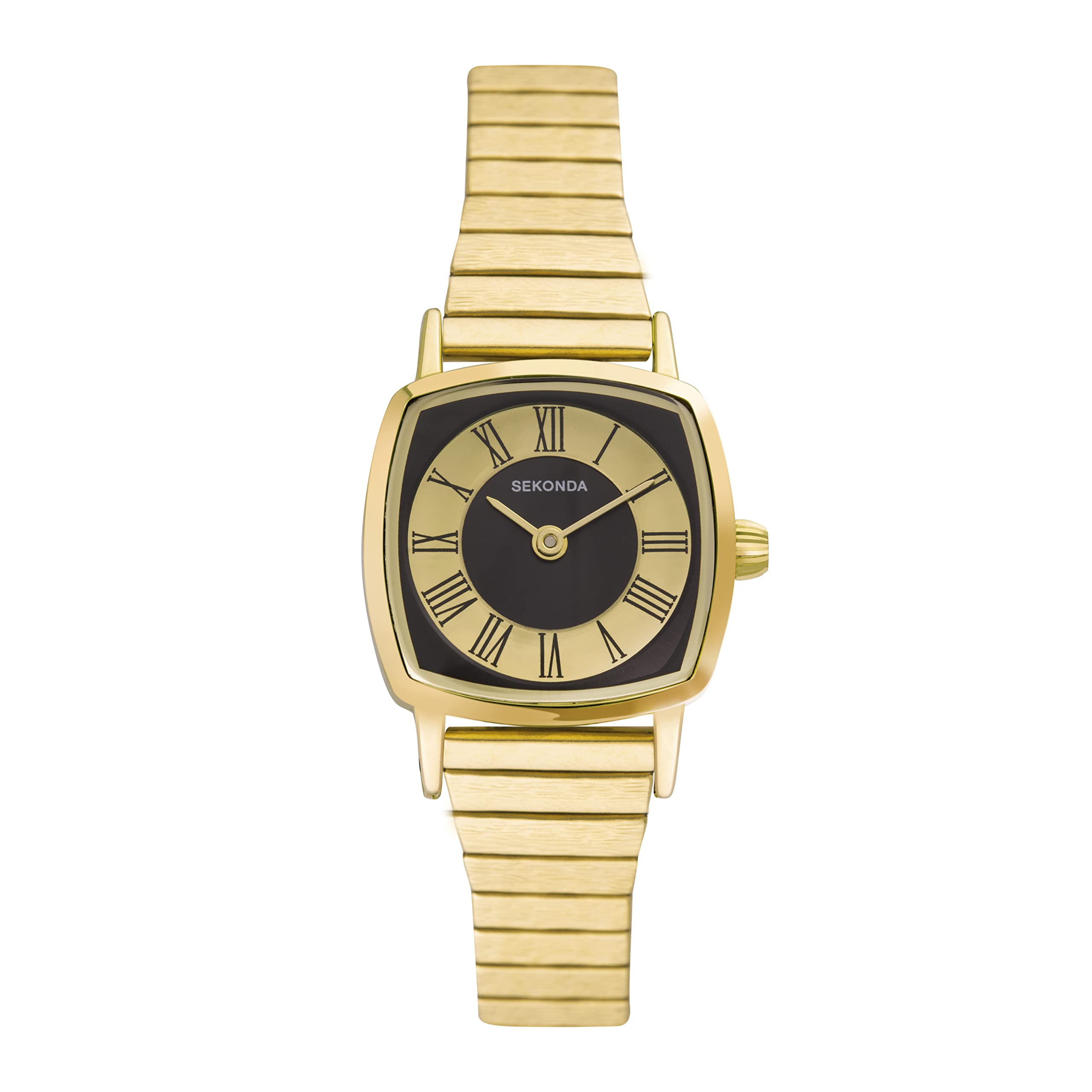 Sekonda Heritage Ladies 22mm Quartz Watch in Black with Analogue Display, and Gold Stainless Steel Strap 40379