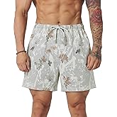 Flygo Men's Graphic Print Camo Shorts Fashion Designer Workout Shorts Retro Casual Cool Streetwear Short Pants