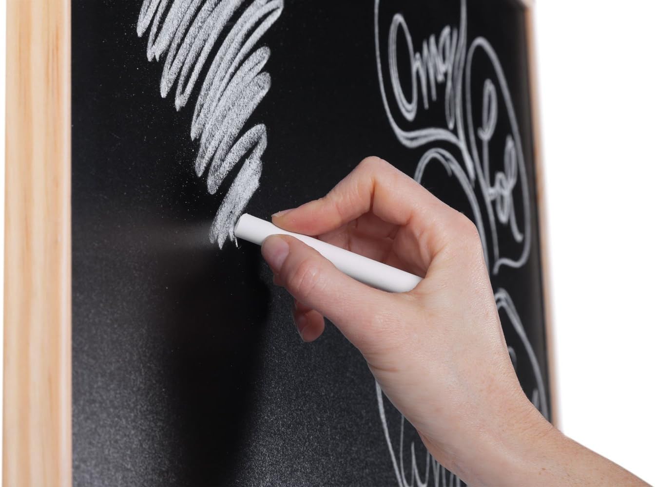Bi-Office Chalkboard, Black Non Magnetic Surface, Natural Pine Frame, 88.5 x 58.5 cm, pine wood frame, W89 x H89 cm - Image 5