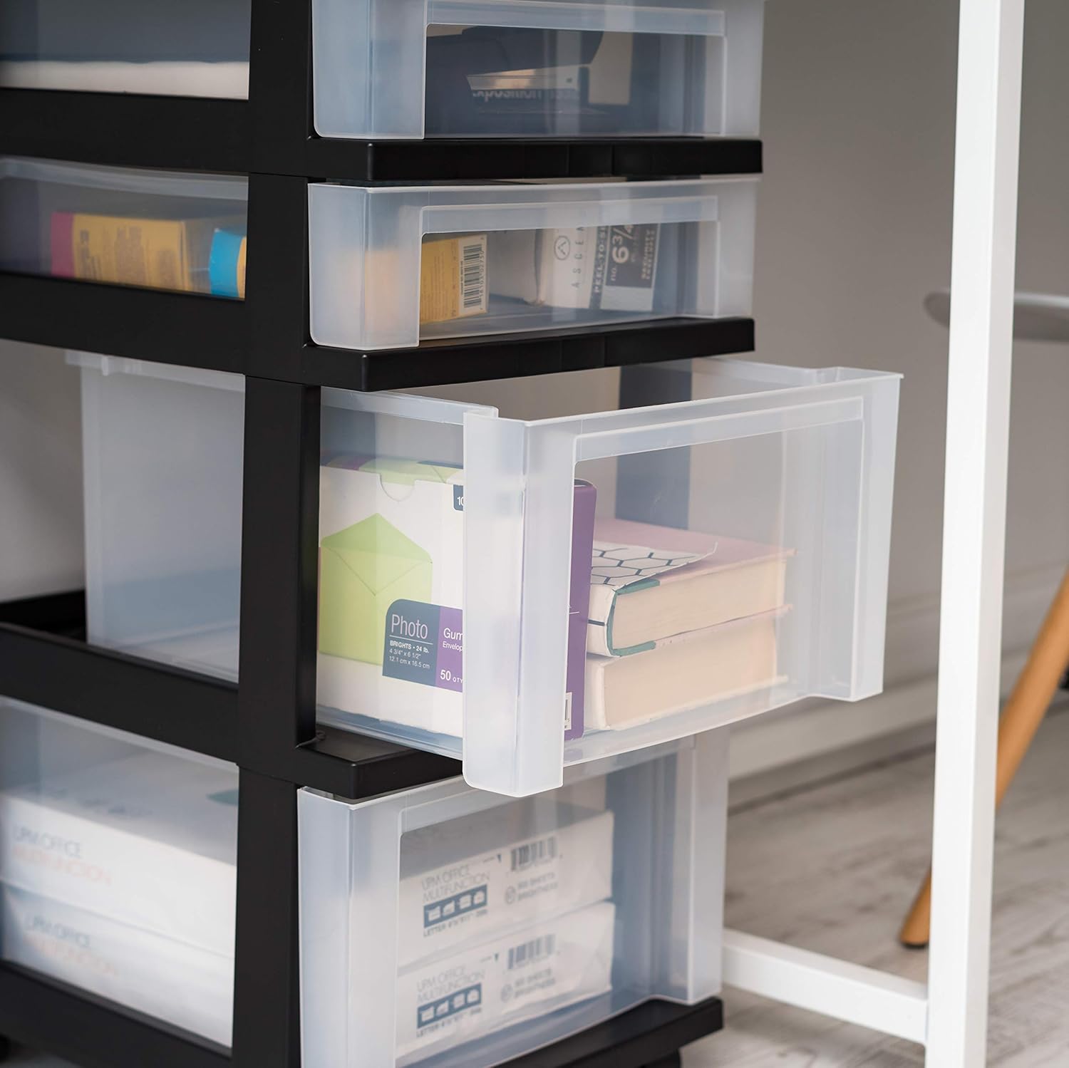 IRIS USA MC-322-TOP 4-Drawer Storage Cart with Organizer Top, Clear: Home & Kitchen
