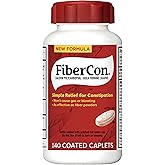 Fibercon Fiber Therapy Coated Caplets, Safe, Simple &amp; Comfortable Insoluble Fiber for Bowel Irregularity, Comfortable Constipation Relief with No Gas or Bloating, 140 Caplets