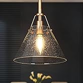 KSANA Pendant Light Fixtures, Gold Pendant Light Kitchen Island 1-Light Seeded Glass Pendant Lighting for Dining Room, Kitche