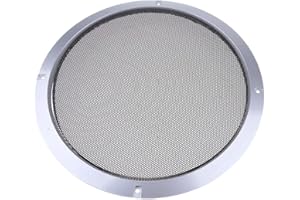 10 Inch Speaker Cover and Case with Screws - Silver Metal Grille for DIY & Car Audio (10.8 inch Outer Diameter)