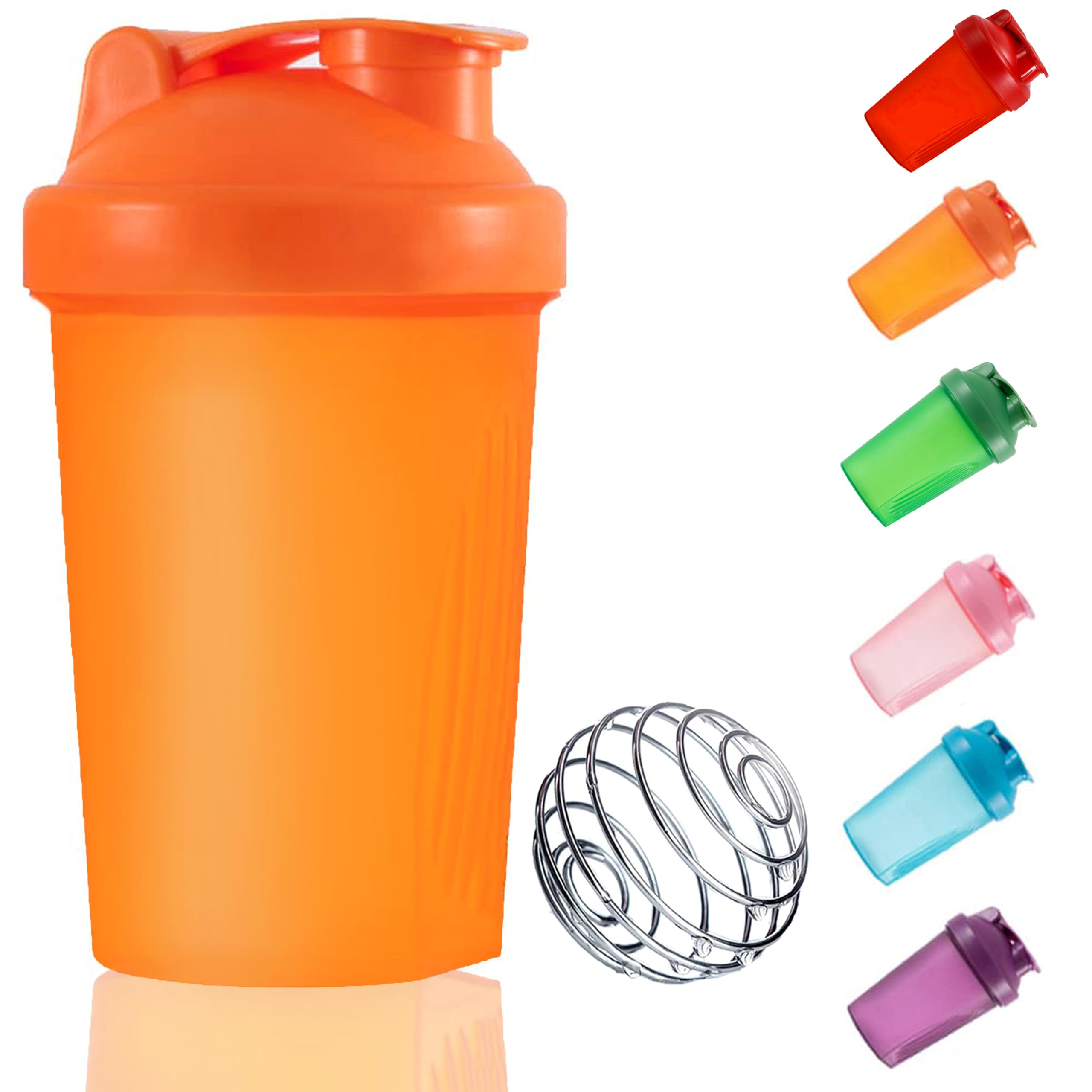 KANGSIT Protein Shaker Bottle 400ml with Stainless Steel Wire Ball, Leakproof, BPA-Free & Dishwasher Safe, Mix Protein Powder, Pre-Workout & Shakes Smoothly for Gym, Running & Sports