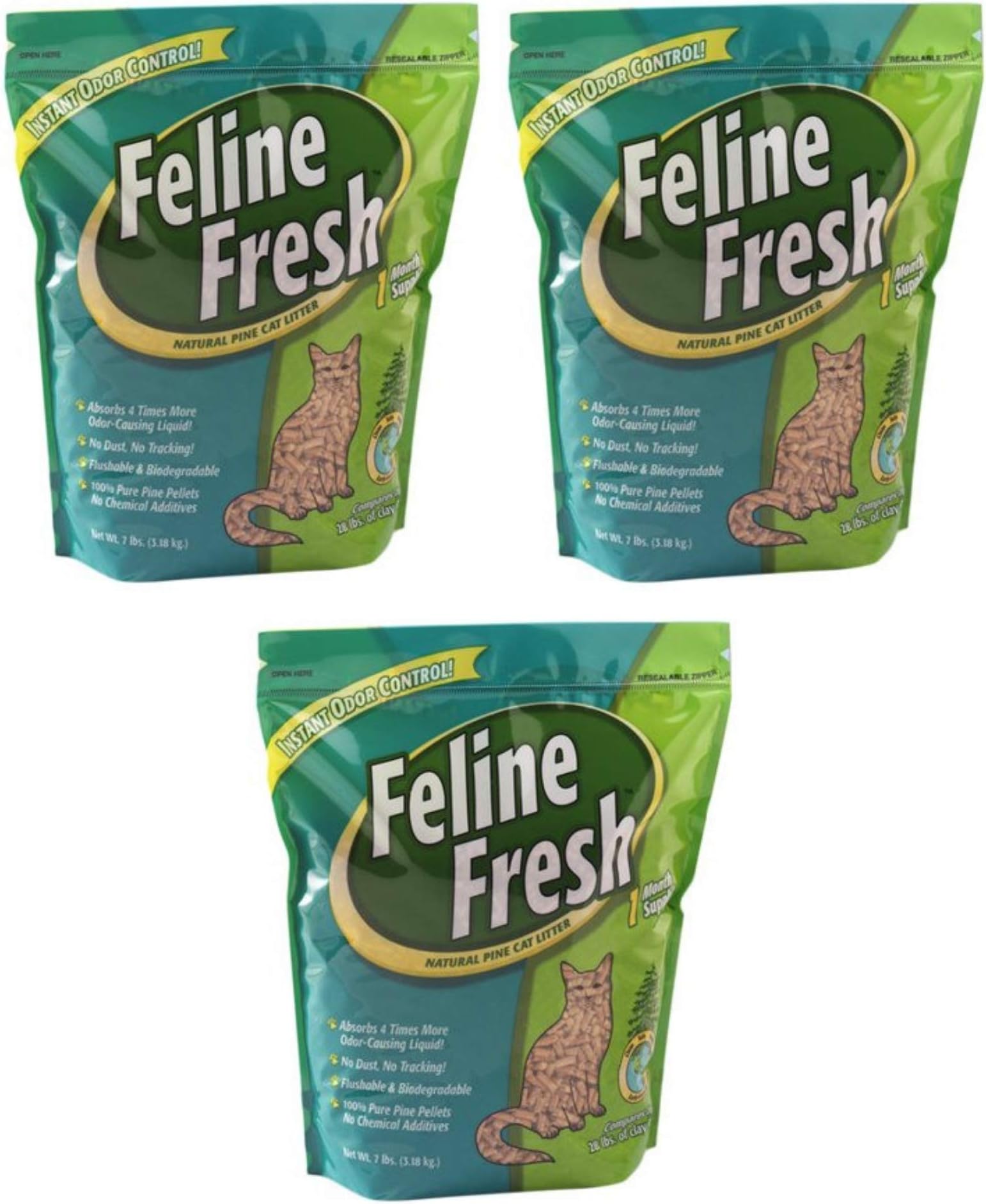 Feline Fresh Natural Pine Cat Litter, 7-lb, 3 Pack