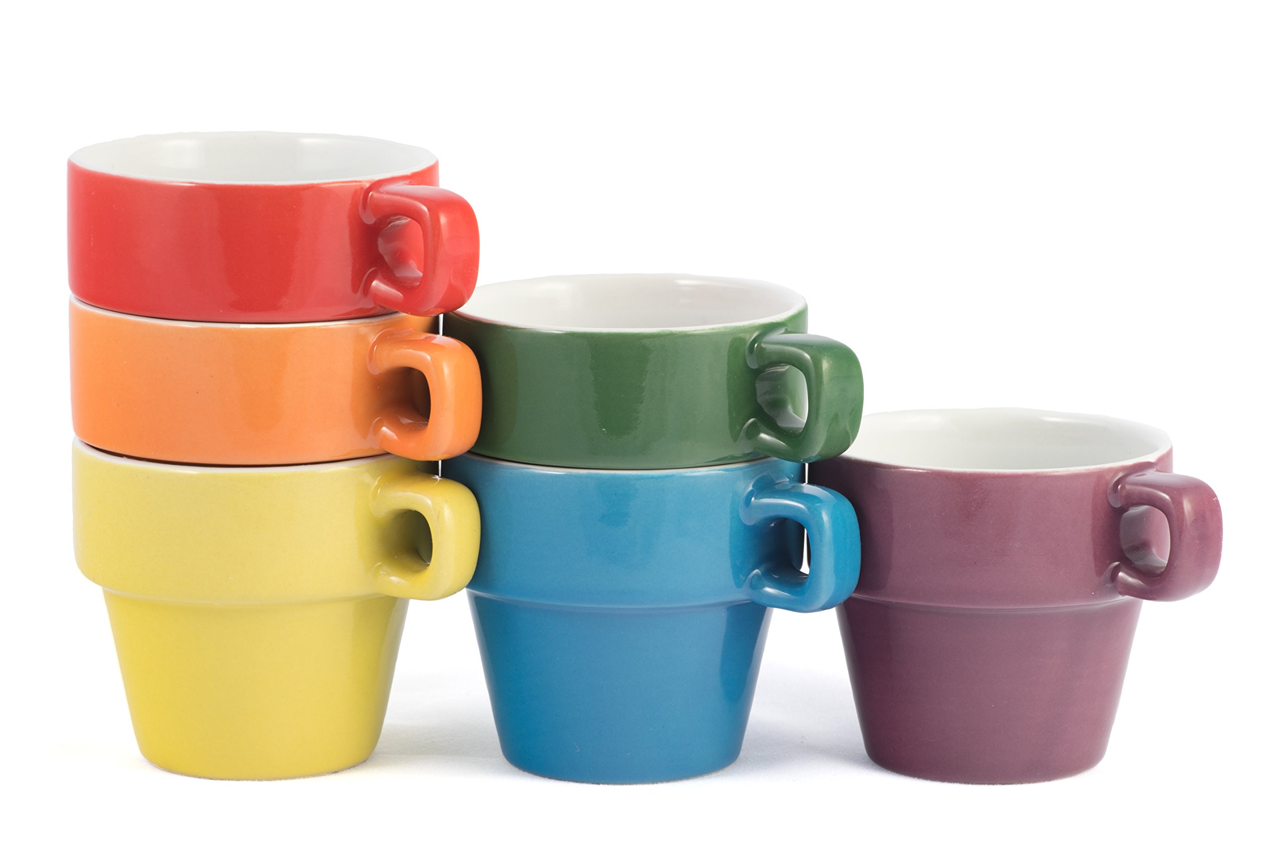 Gypsy Color 3 OZ. Espresso Stacking Coffee Mug Set with Metal Stand