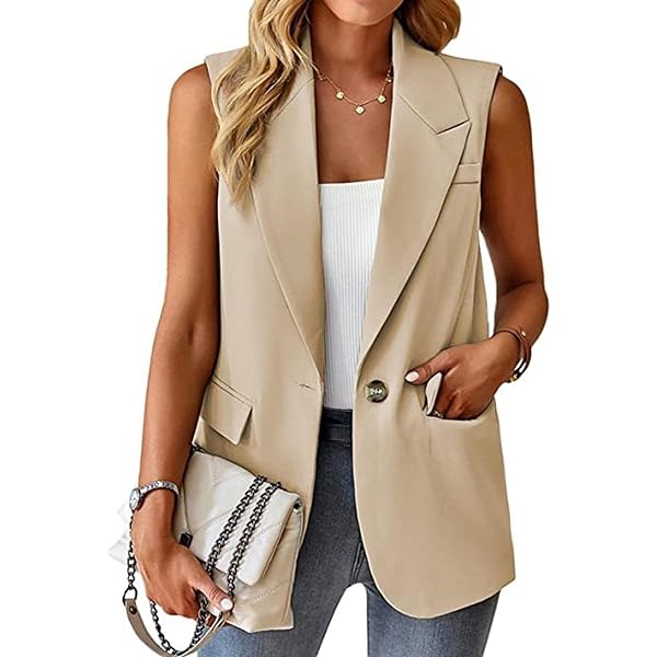 Womens Sleeveless Vest V-Neck Fashion Dressy Casual Open