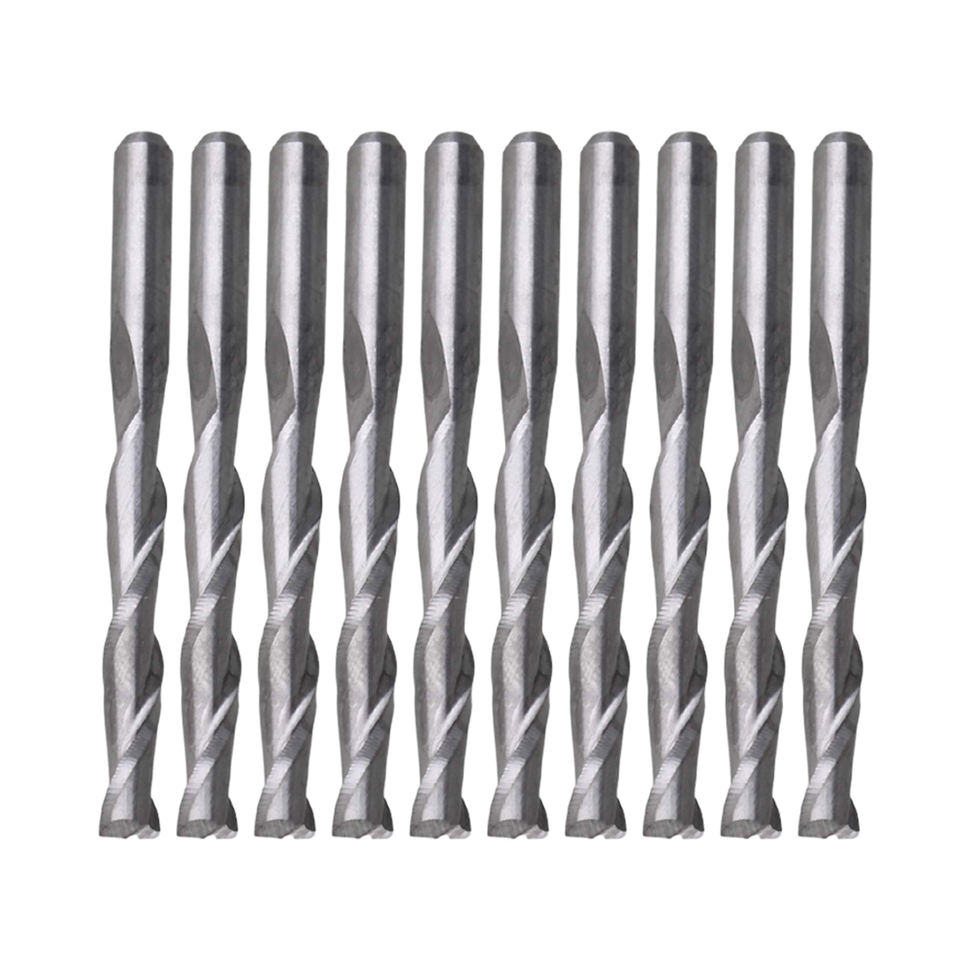 BQLZR 10PCS Double Flute Spiral CNC Router Bits Coat Flat End Mill Wood Acrylic Drill Multipurpose Auger Total Length 0.87 Inch Diameter 0.13 Inch