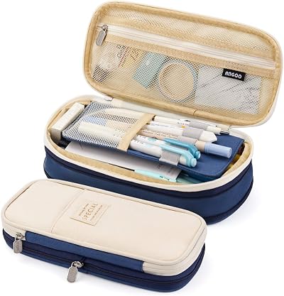 EASTHILL Big Capacity Pencil Case Linen Navy 9x20 cm Office School