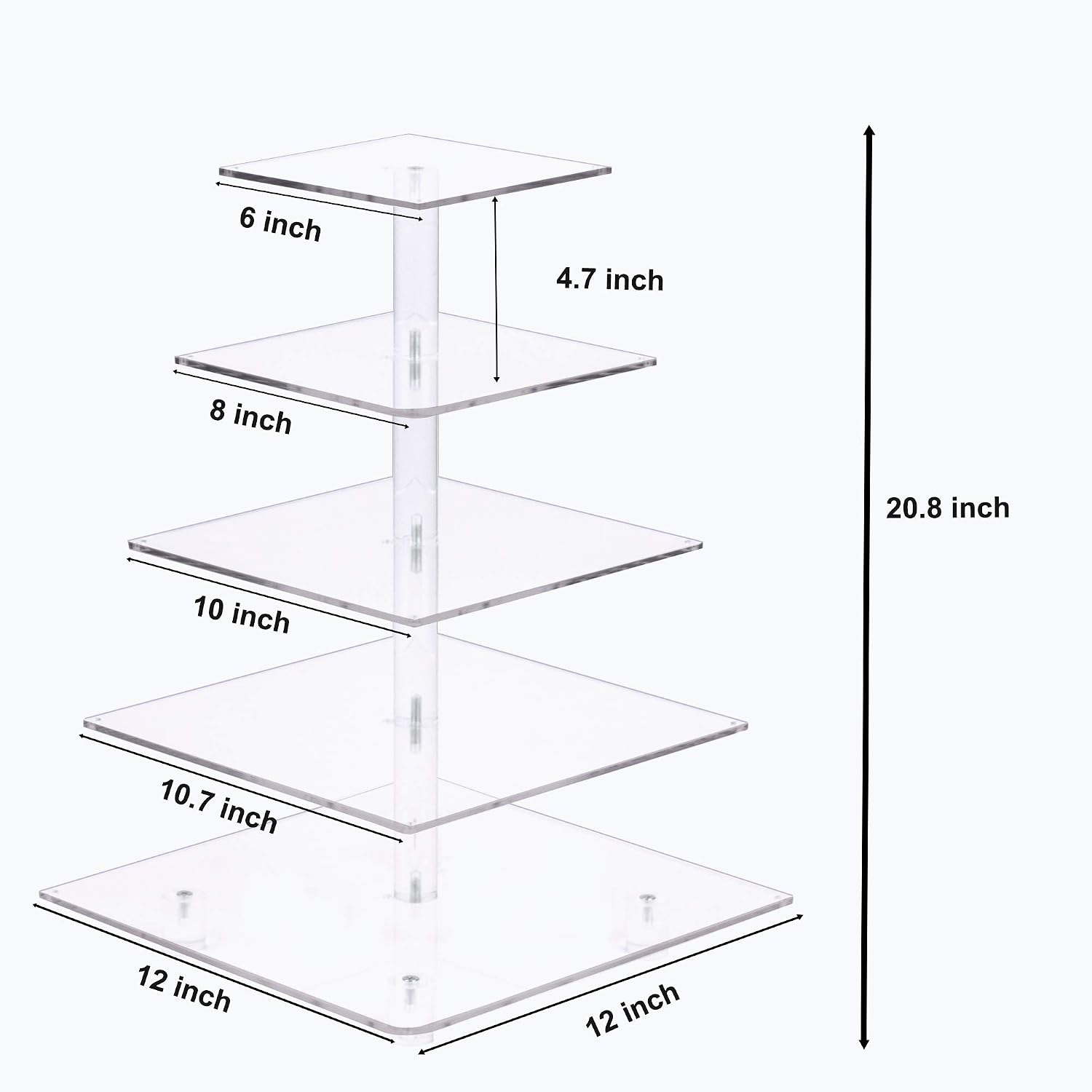 YestBuy 5 Tier Acrylic Cupcake Stand with LED Light for Birthday Parties and Events (Blue), 5 Tier Square - Image 5