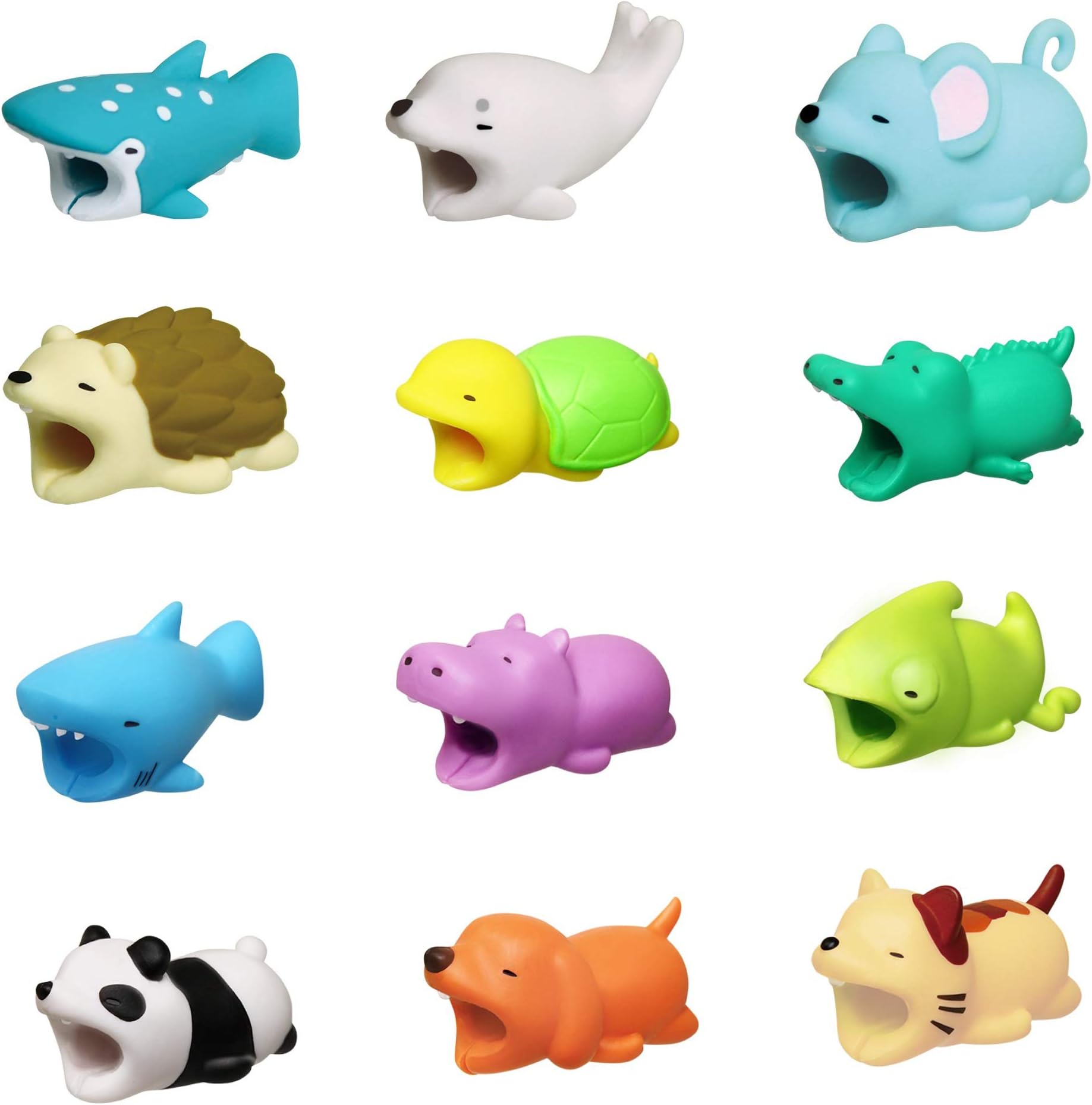 12 Pieces Cute Animal Bites Cable Protector for iPhone iPad Charging Cords Protection