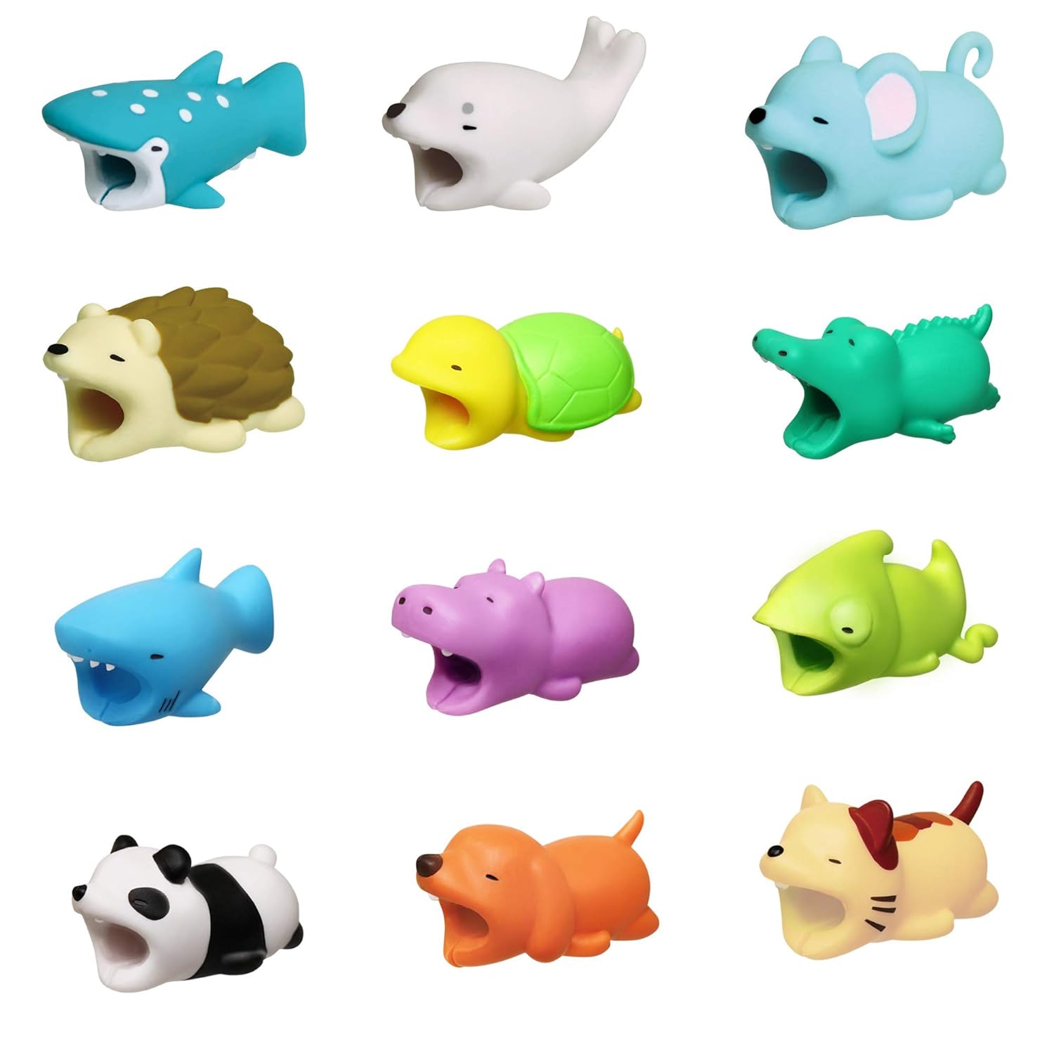 12 Pieces Cable Bite, Mini Cartoon Charging Cable Protector for iPhone iPad USB Cable
