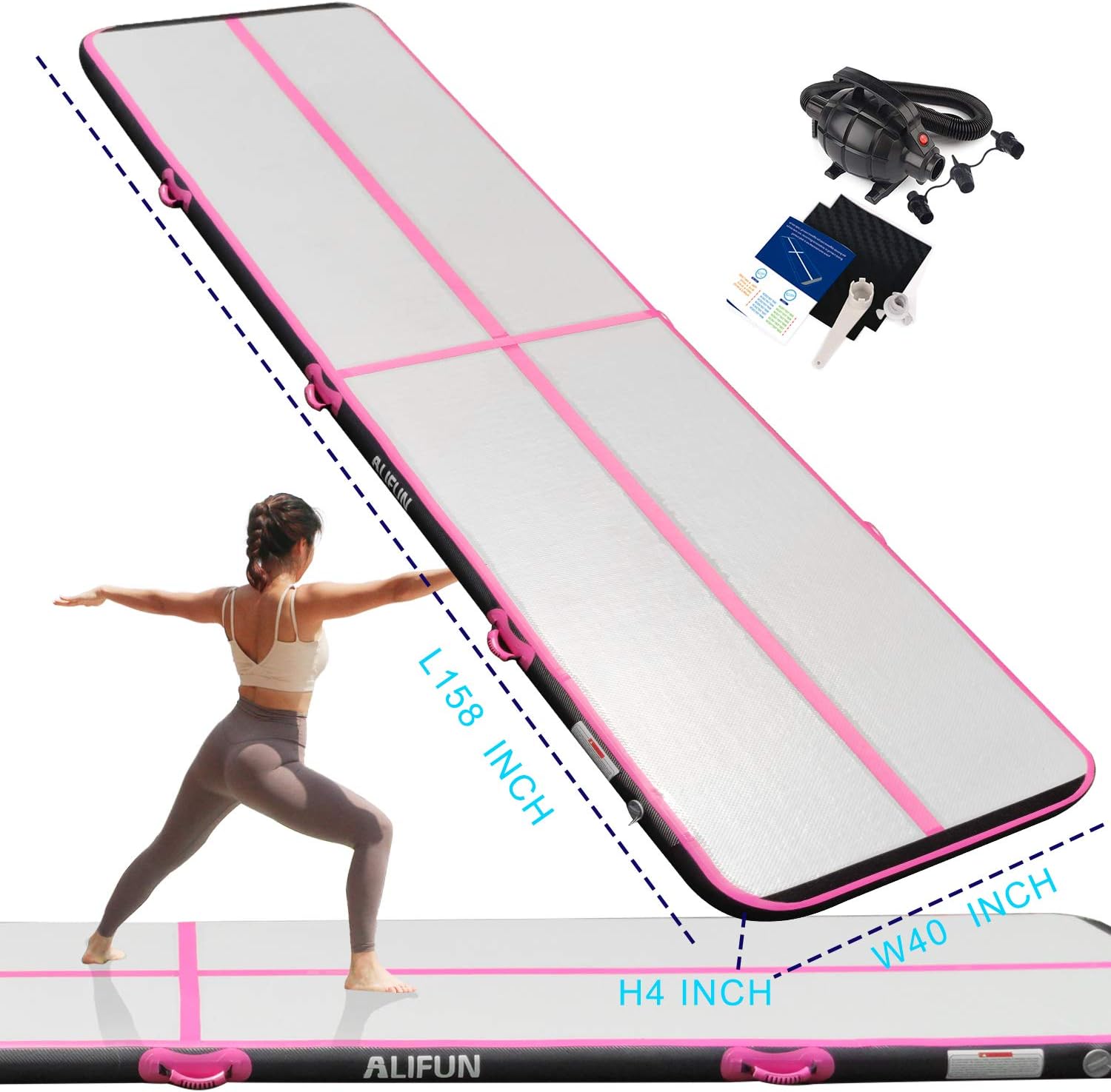 Blue 6m20ft Inflatable Air Track Tumbling Gymnastic Mat