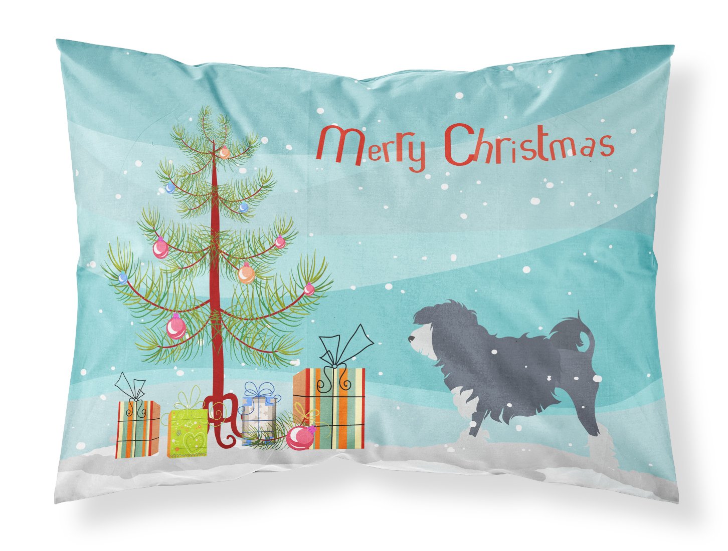 Caroline's Treasures BB2953PILLOWCASE Lowchen Merry Christmas Tree Fabric Standard Pillowcase, Lightweight Super Soft Easy Care Decorative Artwork Pillowcase, Standard,