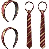 ZKRYHB 4PCS Costume Accessories Set Red Yellow Stripe Headband Tie for Halloween Cosplay