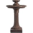 XBrand 28" BirdBath Fountain, 1-Tier, Outdoor, Brown Resin, Auto Shut Off Pump, Decorative Water Feature, Lawn and Garden
