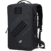 MGFLASHFORCE Tactical Travel Backpack for Men, Molle Work Daypack, Carry On Bag, 15.6" Laptop Compartment, Expandable 24L to 35L (Black)