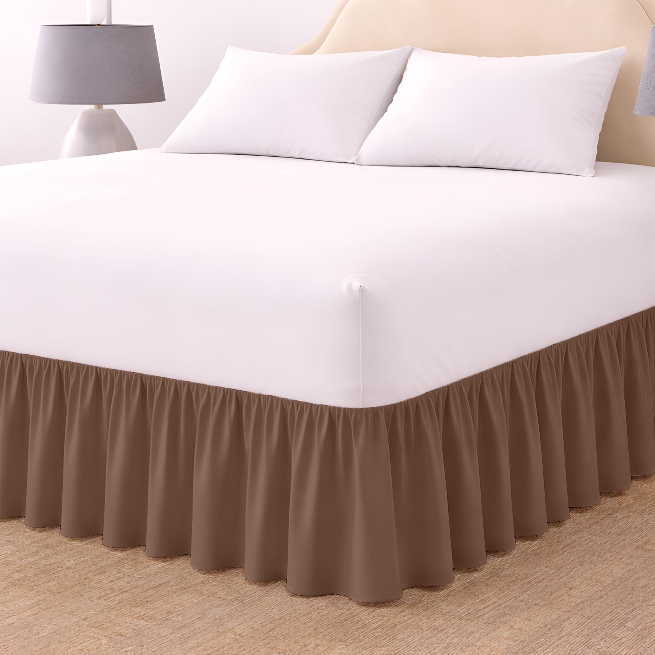 Rohi Luxury Fitted Valance Sheet Single- Easy Care Single Fitted Sheet, Frilled - Fit over Mattress & Down to the Floor (Single, Chocolate) โ image 1