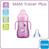 MAM Trainer+ Baby Bottle 220ml Pink with Free Fast Flow Teat Size 3 view 2