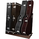 STRICH Guitar Case Stand, Multi-Instrument Hardwood Rack for Hardshell Cases, Foldable &amp; Space-Saving Storage for Home Studio, Dark Walnut Grain Finish SMT-20C