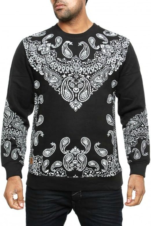 Bandana Crew Neck Long Sleeve Sweatshirt Top (XX Large, Black) at