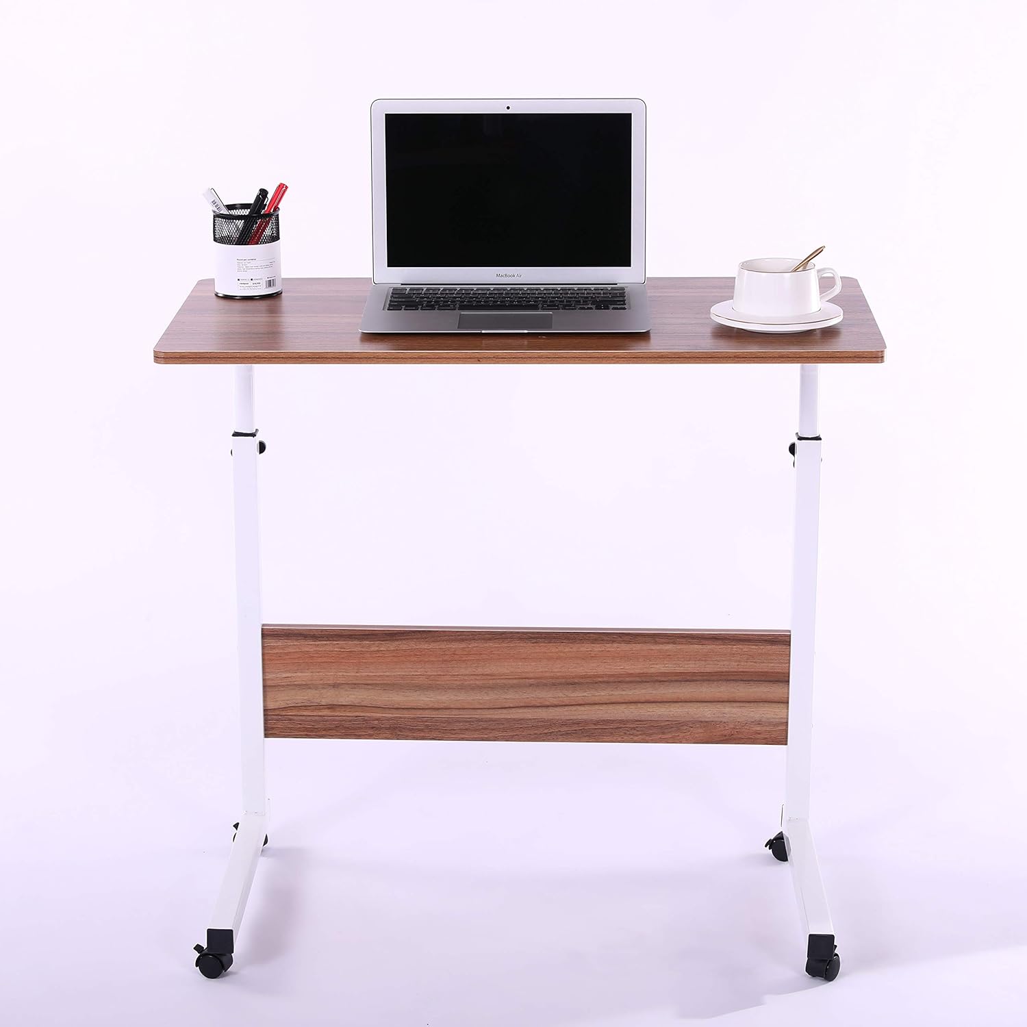 Laptop Cart 31.5" Mobile Table Fancasa Movable Portable Adjustable Notebook Computer Stand with Wheels (Teak): Home Audio & Theater