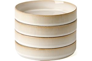 Richmount Star 7.5" Pasta Bowls Set, Salad Bowl Set of 4, Double Reactive Glaze, Stackable, Ideal for Your Friend for Housewa