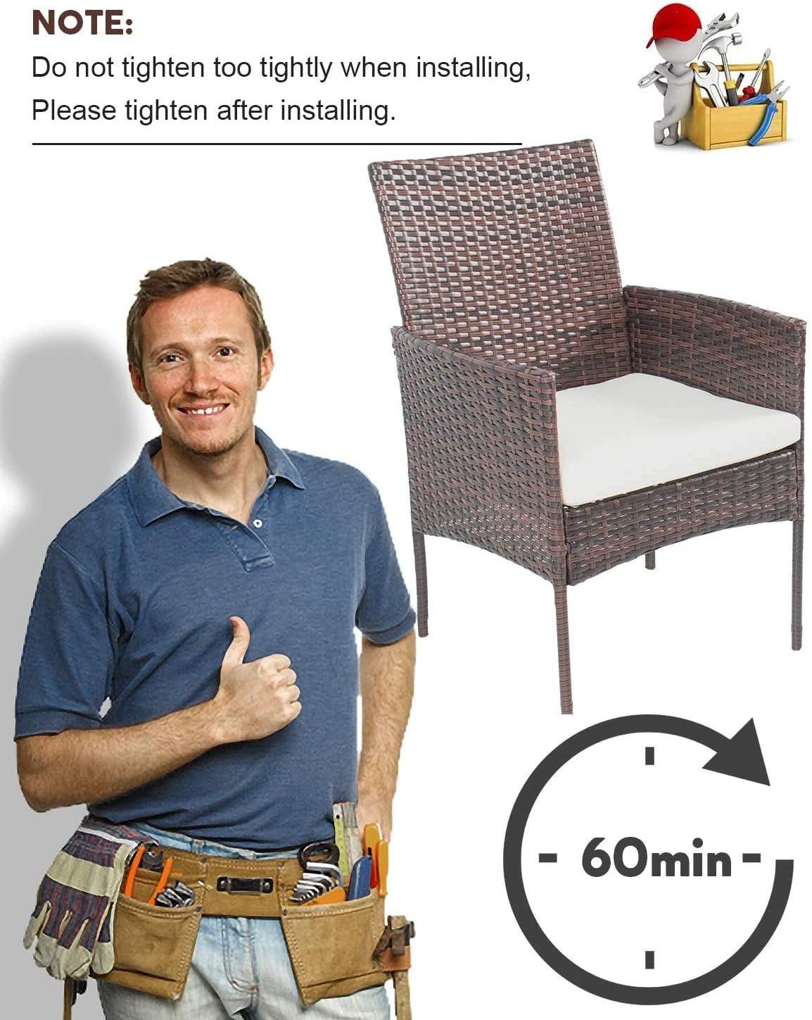 commercial bistro sets on Dklgg 3 Piece Patio Furniture Set Outdoor Rattan Wicker Coffee Table Chairs Set With Seat Cushions Conversation Bistro Set For Backyard Porch Poolside Lawn Brown Bistro Sets Patio Furniture Sets Ilsr Org